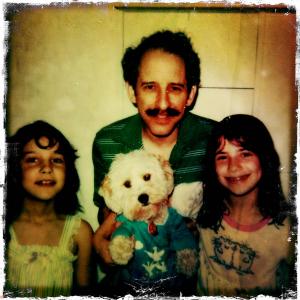 Sara, Larry, and Elissa, with dog Bailey